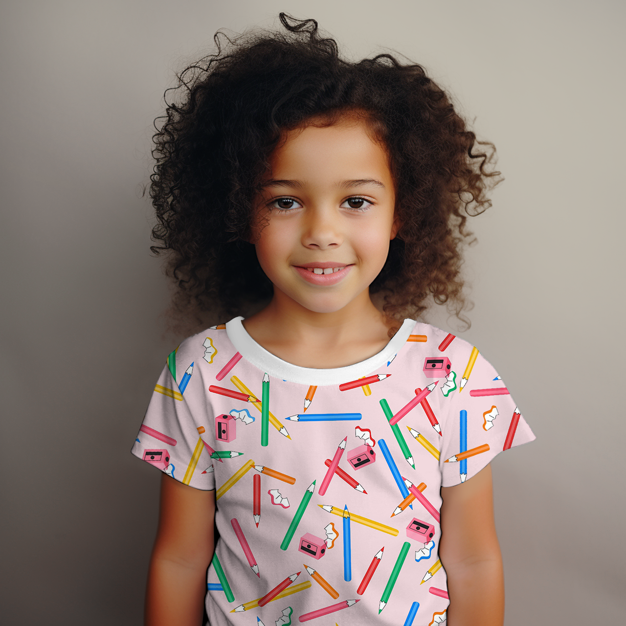 Colored Pencils All Over Print Kids Tees