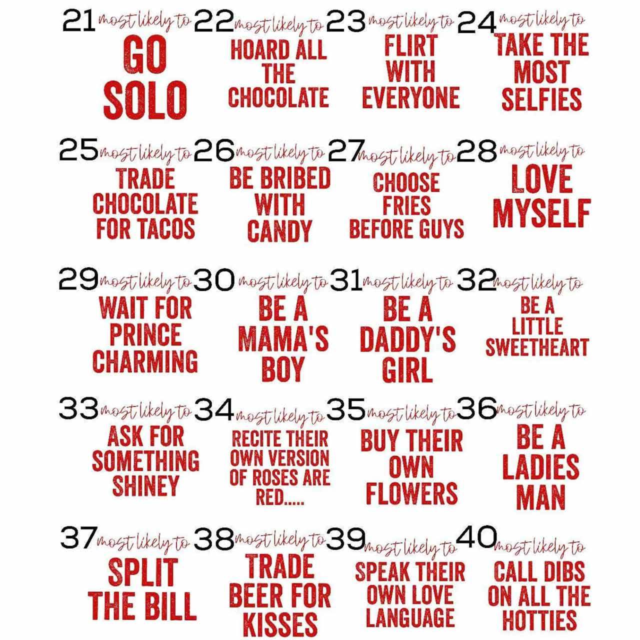 Personalized 40 Most Likely To Valentines Family Shirt