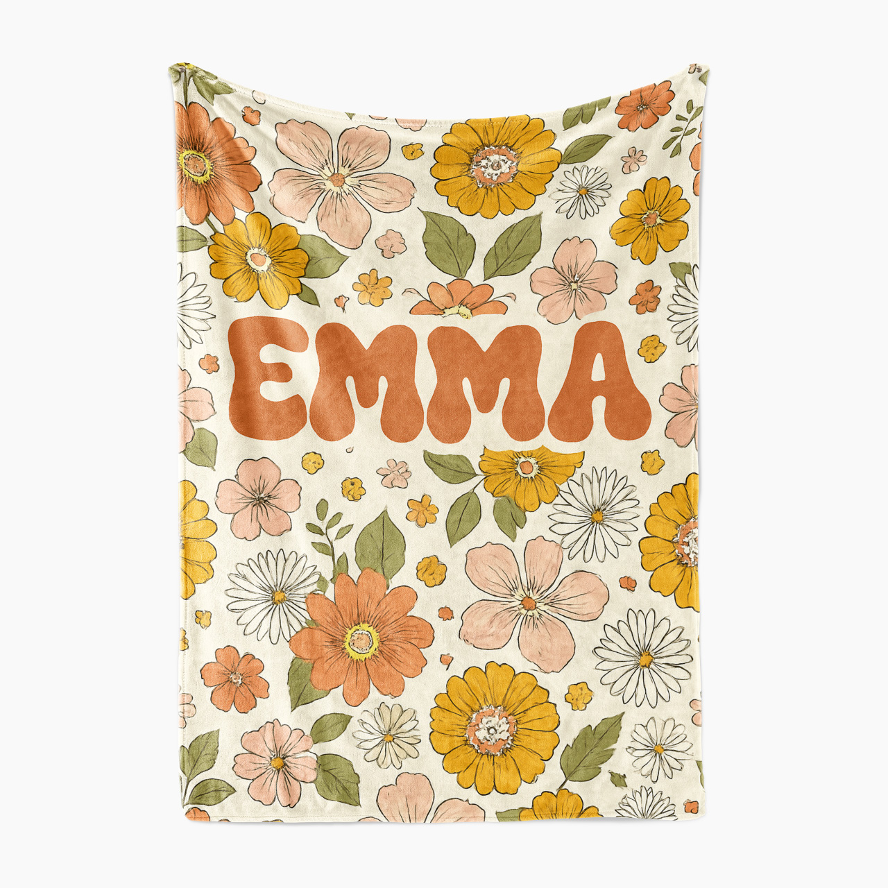 Personalized Flower Retro Fleece Blanket