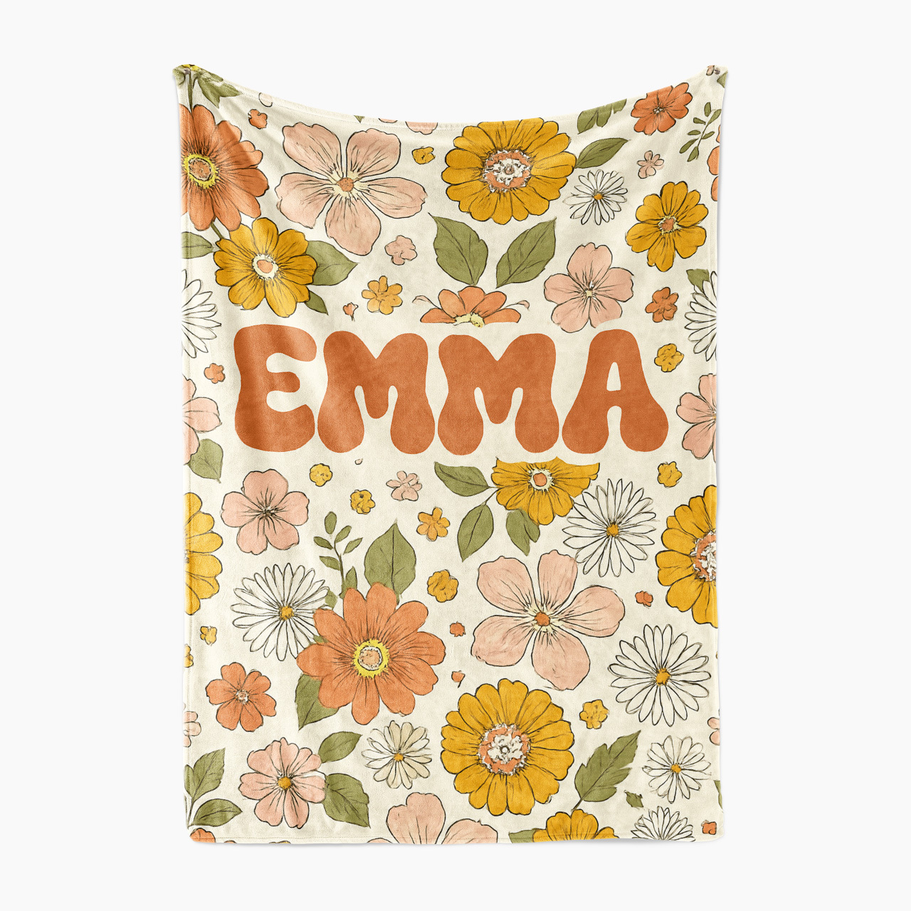Personalized Flower Retro Fleece Blanket