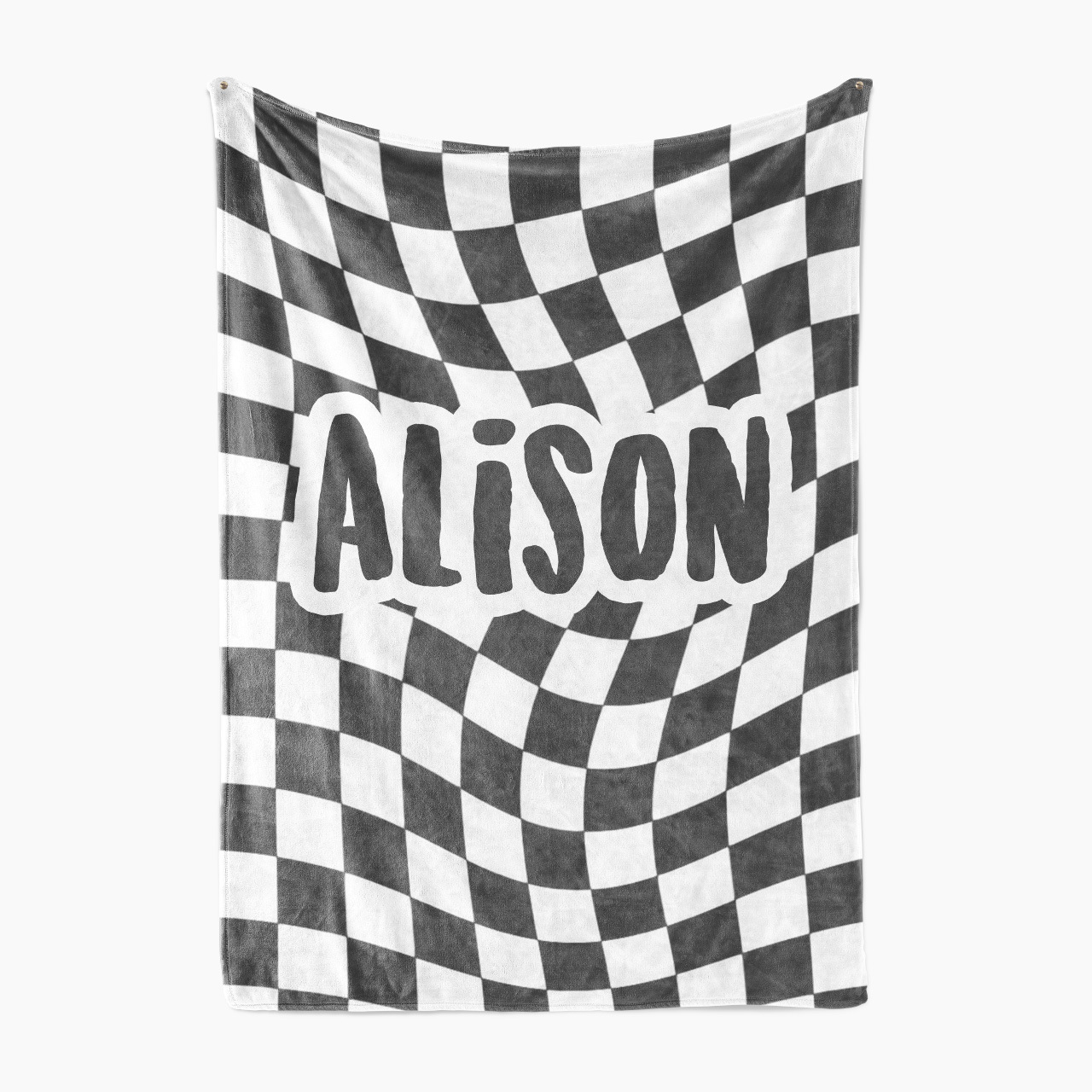 Personalized Wavy Plaid Name Fleece Blanket