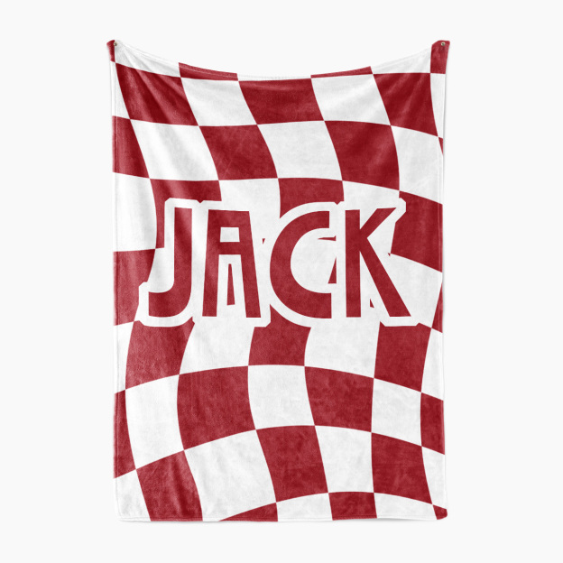 [Copy]Personalized Wavy Plaid Name Fleece Blanket