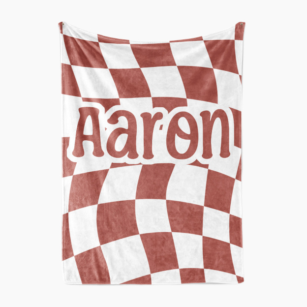 Personalized Cool Checker Swirl Name Fleece Blanket
