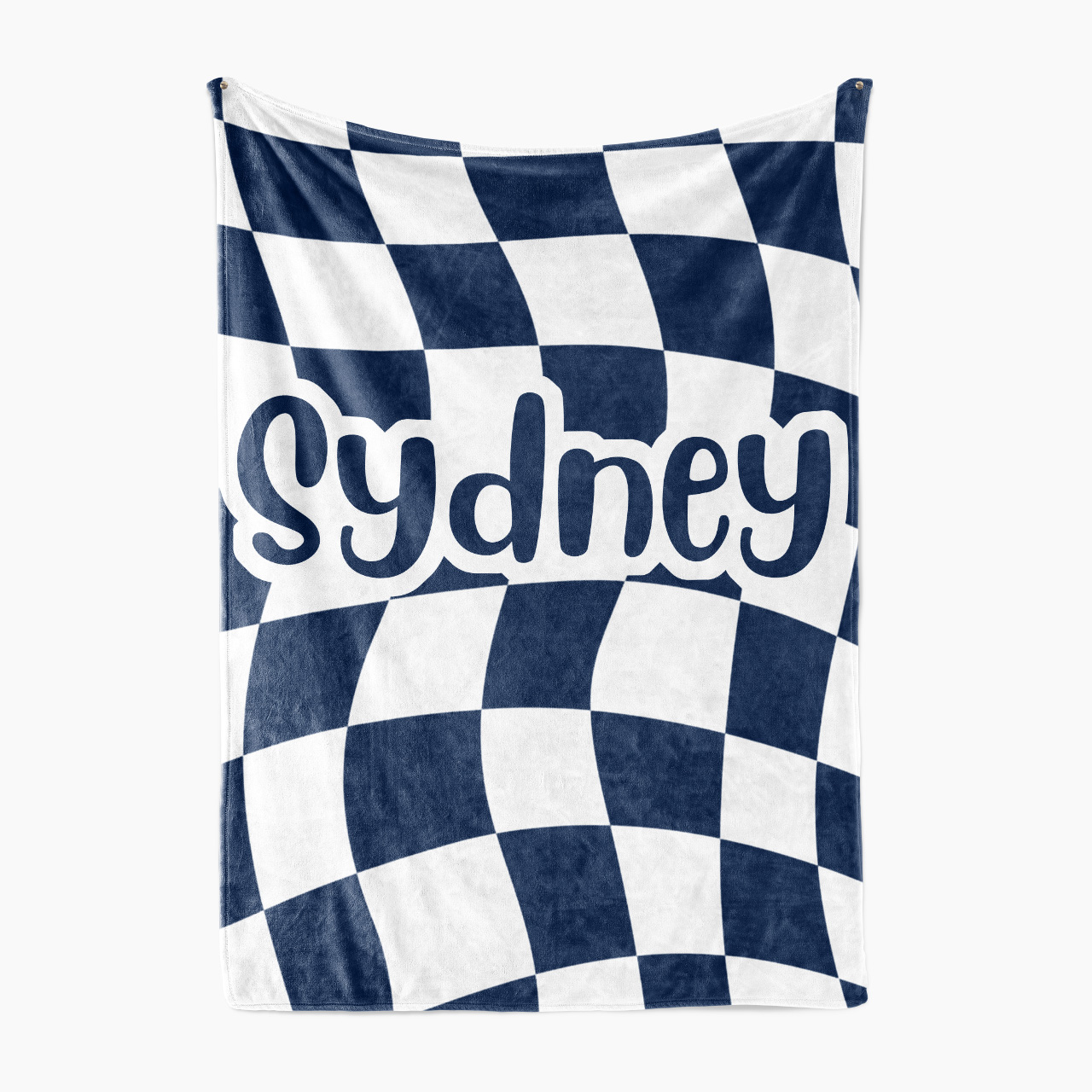 Personalized Cool Checker Swirl Name Fleece Blanket