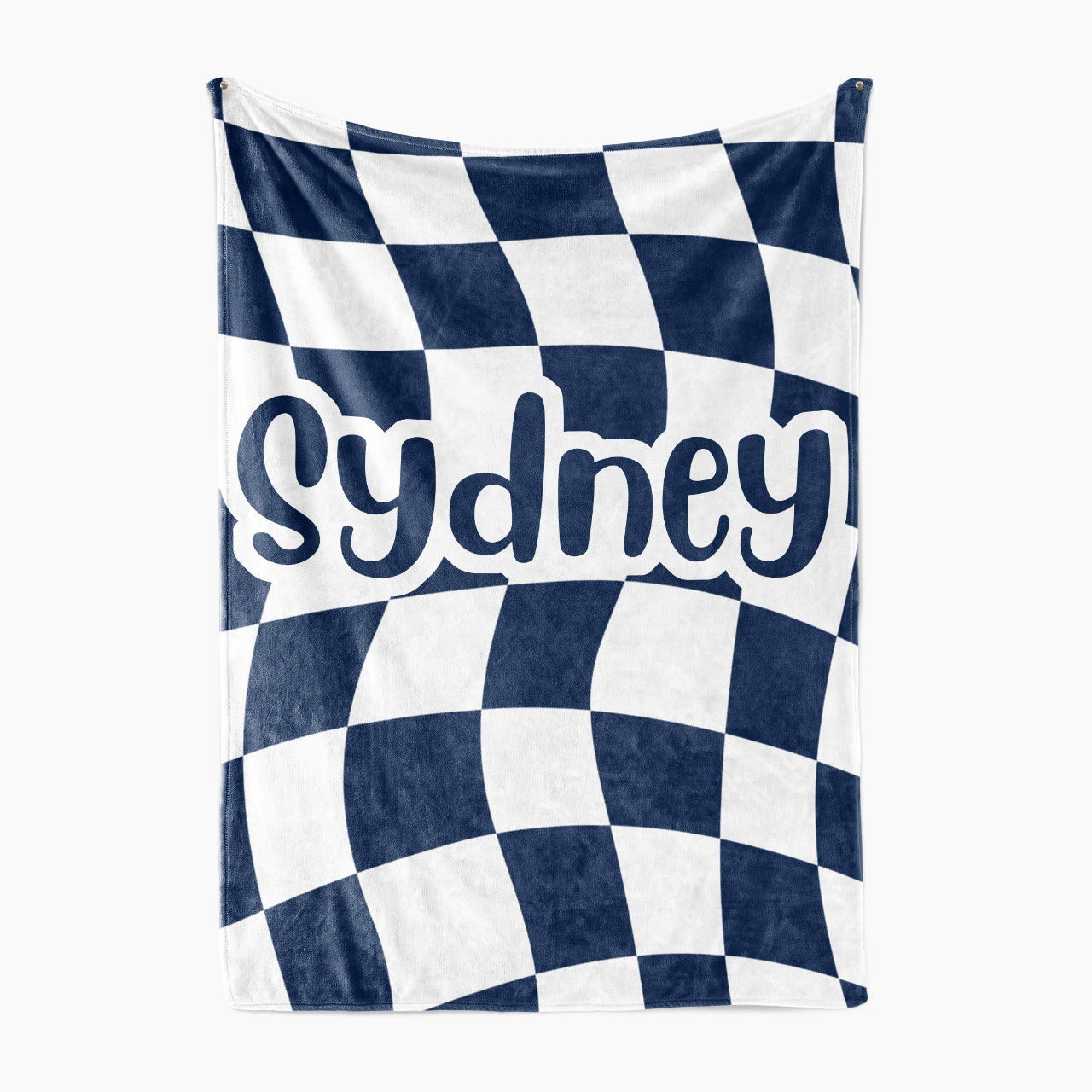 Personalized Cool Checker Swirl Name Fleece Blanket