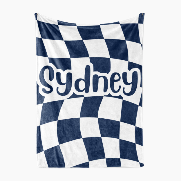 Personalized Cool Checker Swirl Name Fleece Blanket