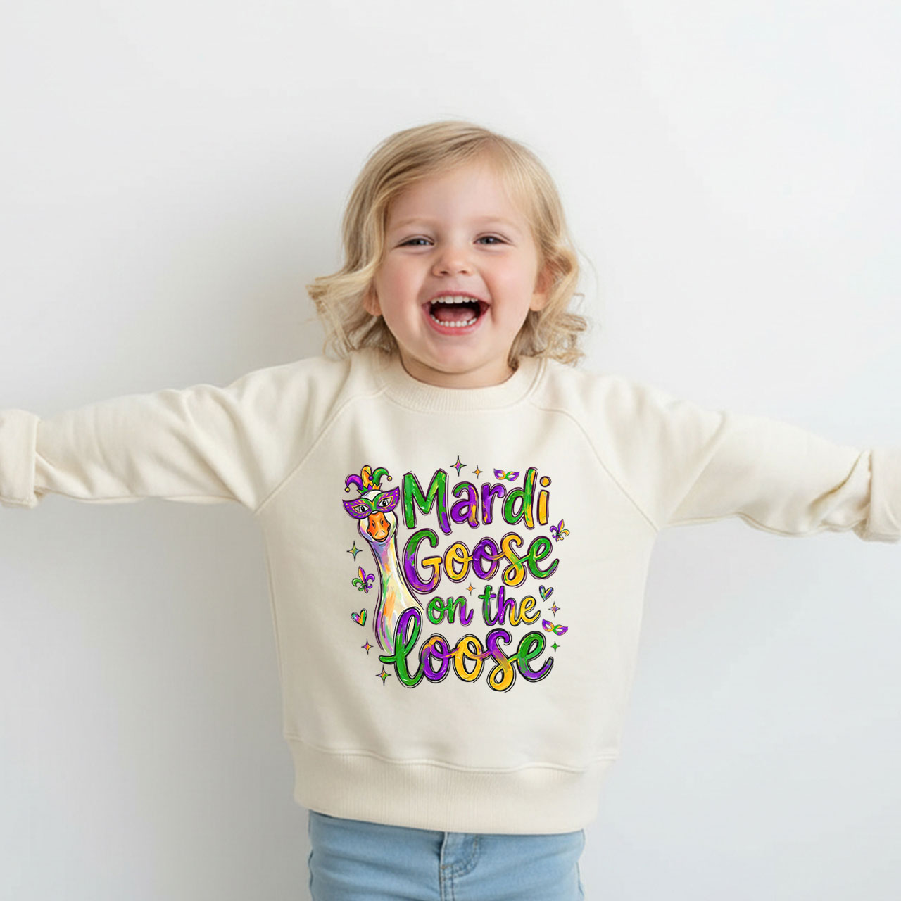 Mardi Gras Goose Kid's Sweatshirt