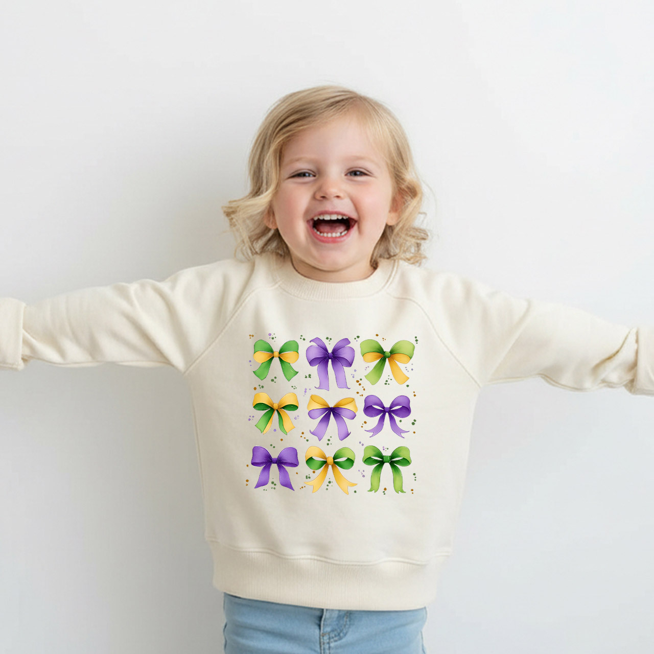 Kids Mardi Gras Ribbon Bows Kid's Sweatshirt