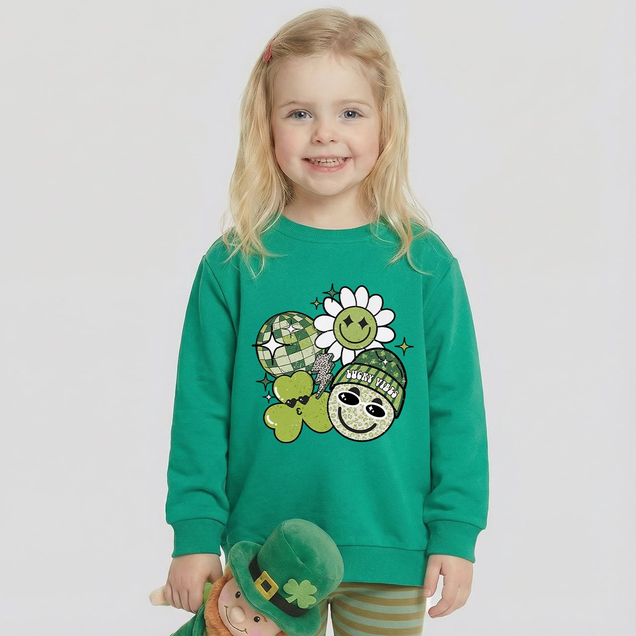 Disco Lucky Vibes St.Patricks Day Kids Sweatshirt