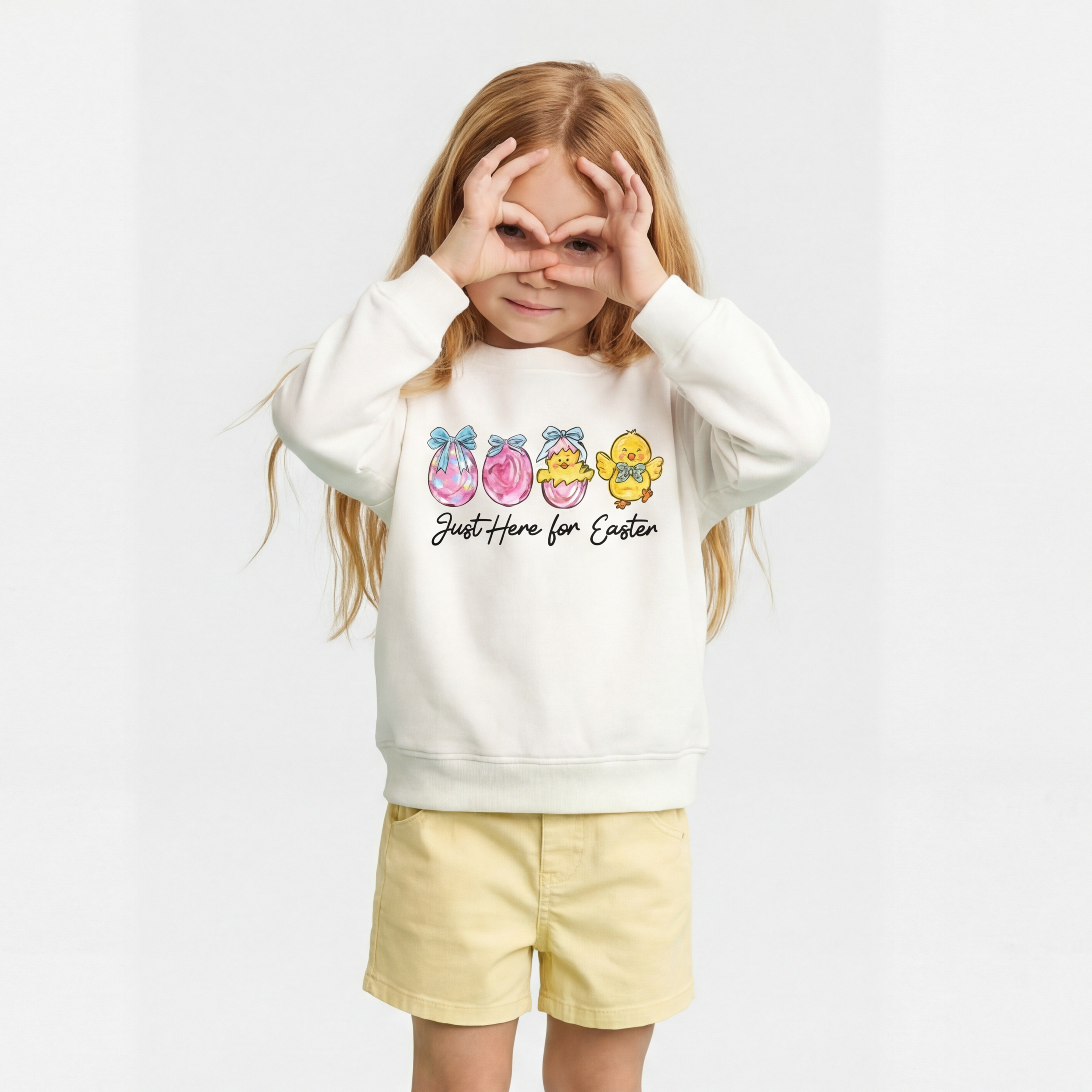 Just Here For Easter Pastel Eggs Coquette Kid's Sweatshirt