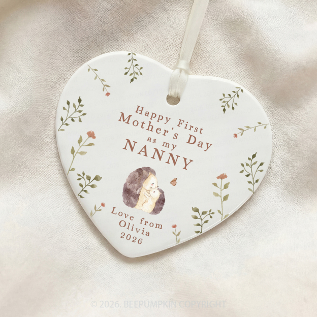 Personalized First Mother's Day Hedgehog Ornament Beepumpkin