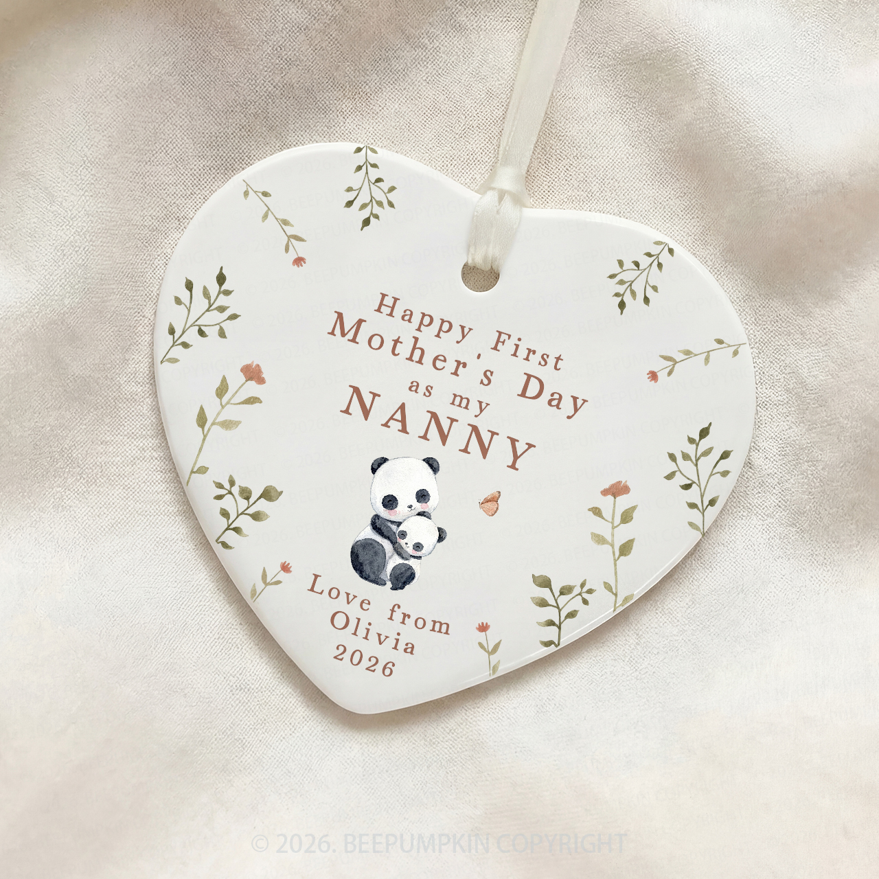 Personalized First Mother's Day Panda Ornament Beepumpkin