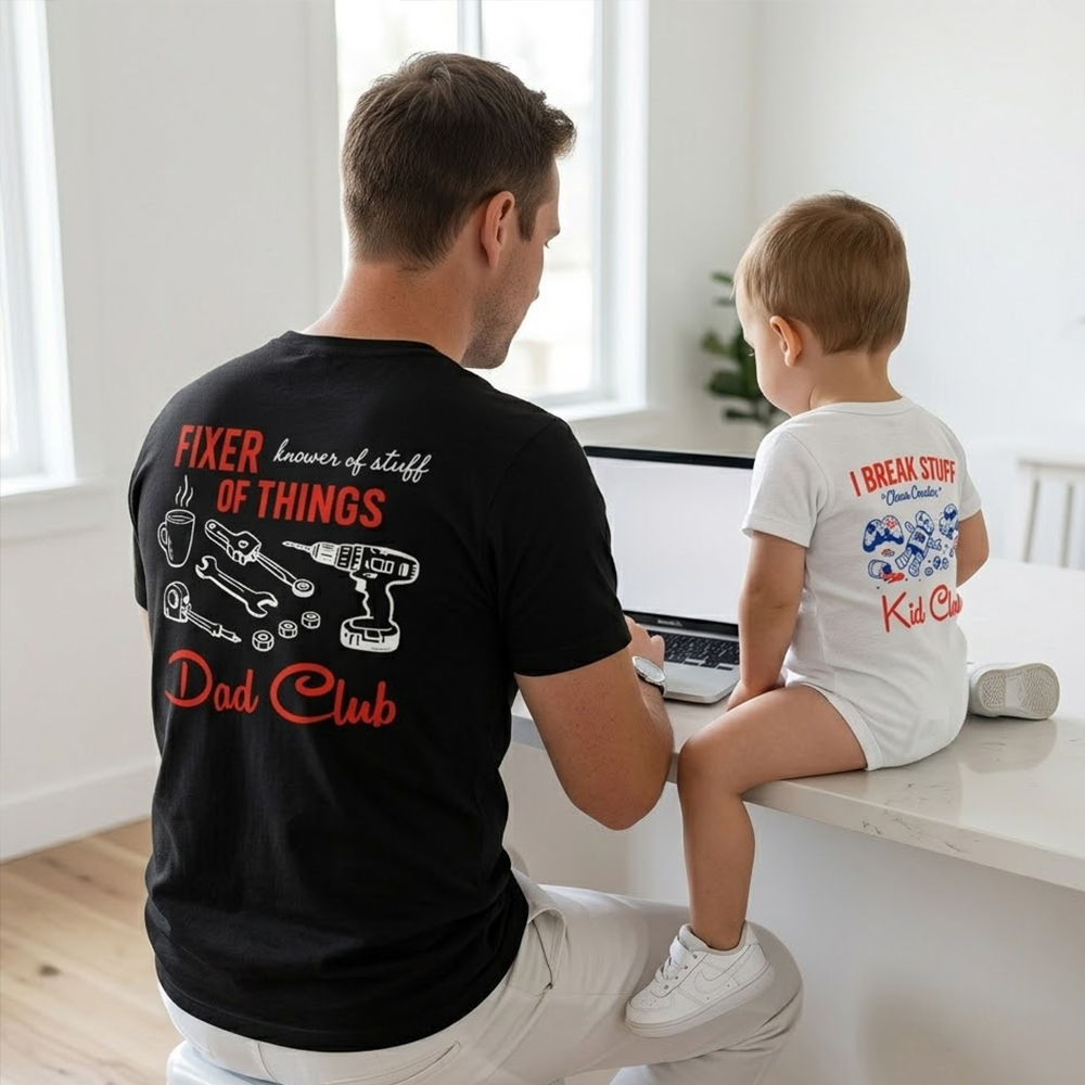 Fixer of Things Dad&Me Matching Shirts-Back Design