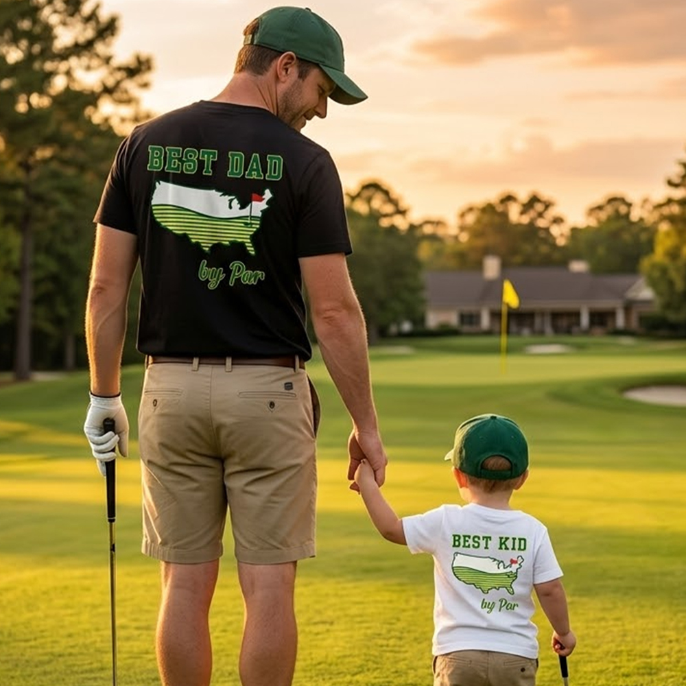 Best Dad by Par Golf Father’s Day Dad&Me Matching Shirts-Back Design