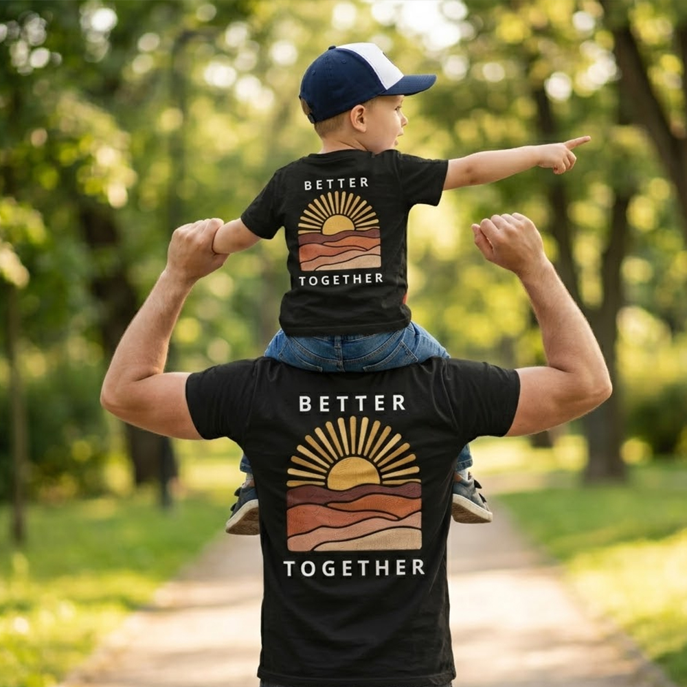 Better Together Sunset Dad&Me Matching Shirts-Back Design