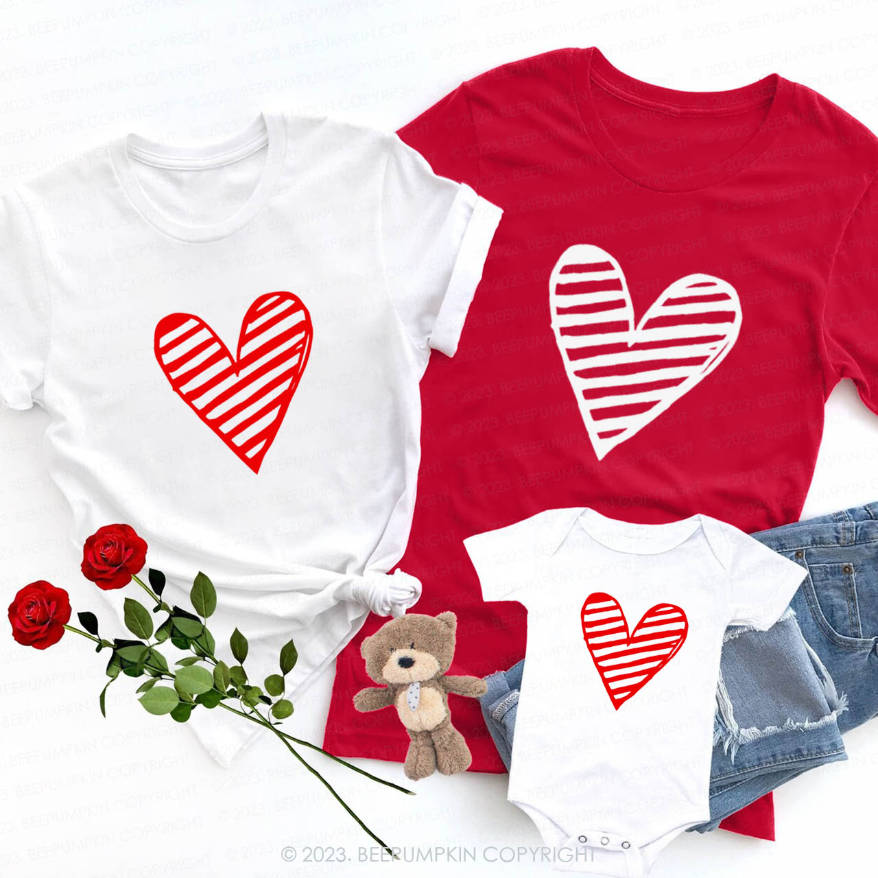 Valentine's Day A Fiery Heart Family Matching Shirts