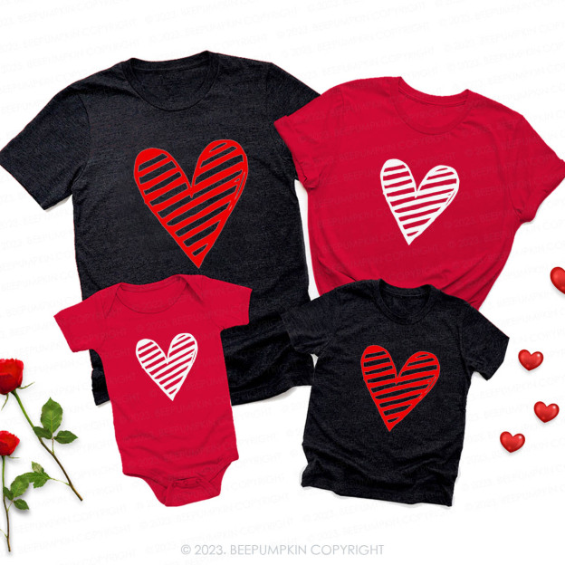 Valentine's Day A Fiery Heart Family Matching Shirts