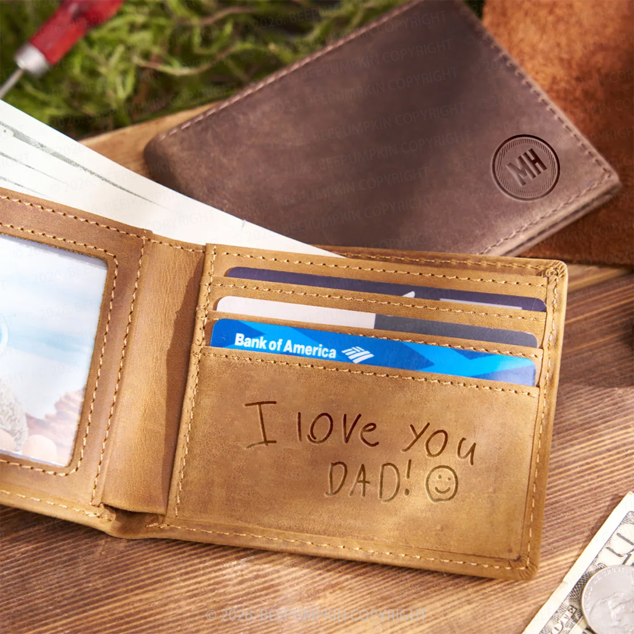 Personalized Handwriting Engraved Leather Wallet