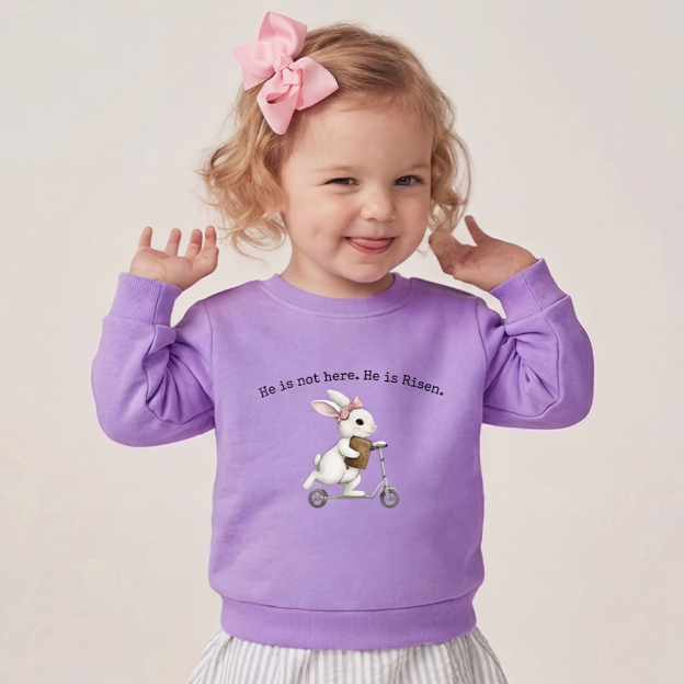 He Is Not Here He is Risen Rabbit Christian Easter Kid's Sweatshirt