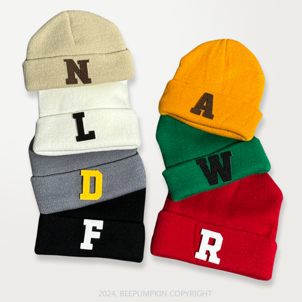 Image of Personalized Felt Letters Initial Gift Beanie Hat