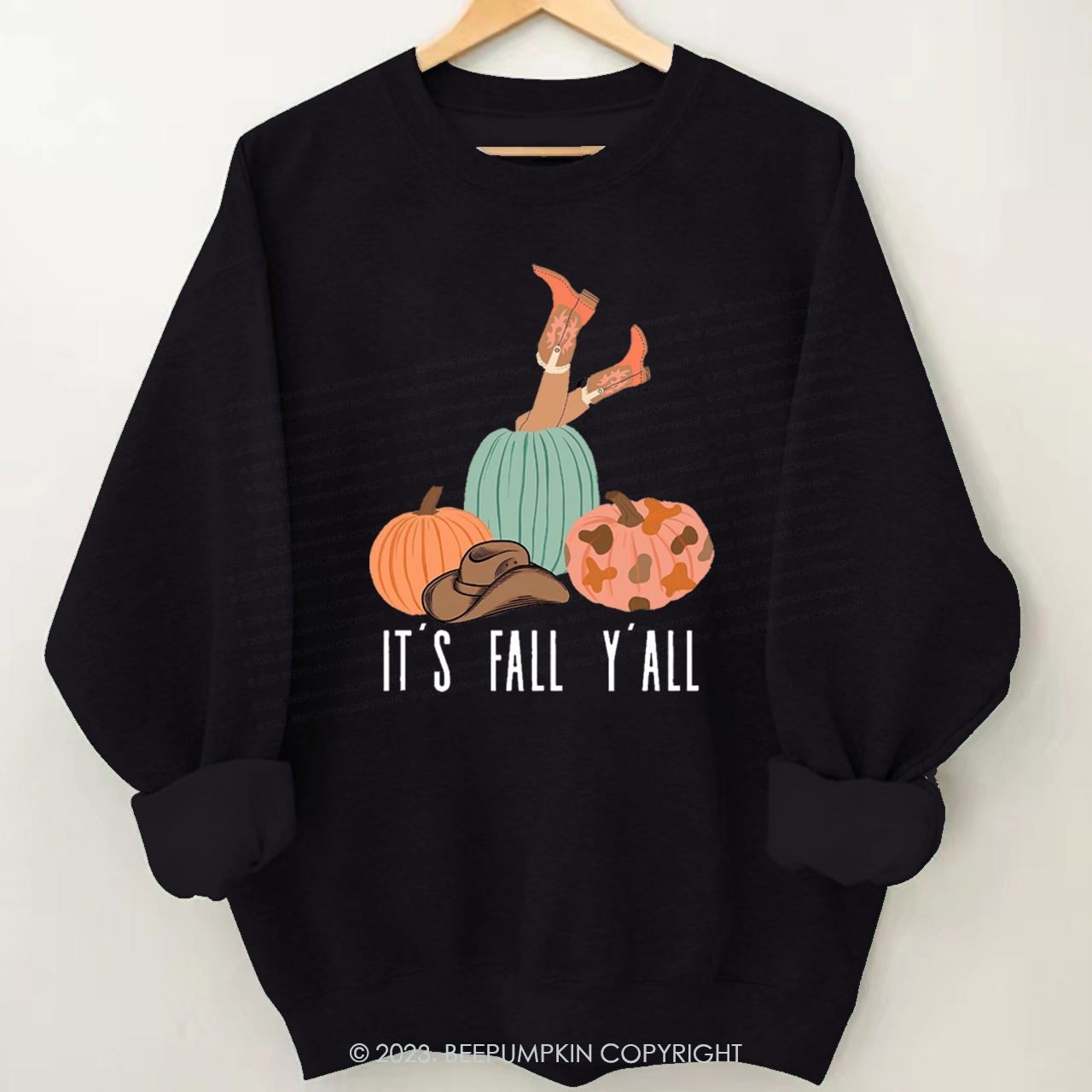 Retro It's Fall Y'all Fall Sweatshirt Beepumpkin