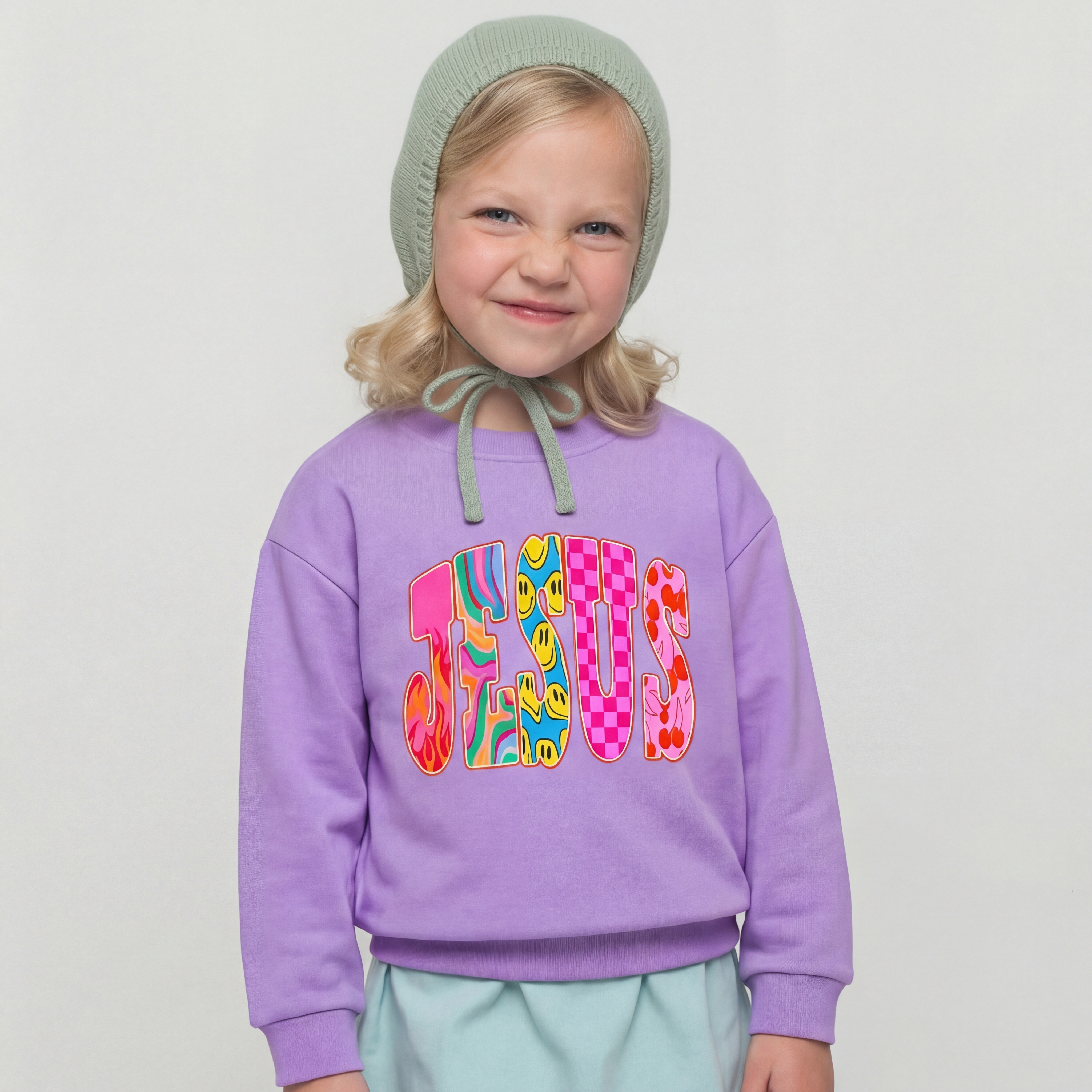 Jesus Loves Me Retro Colorful Kid's Sweatshirt