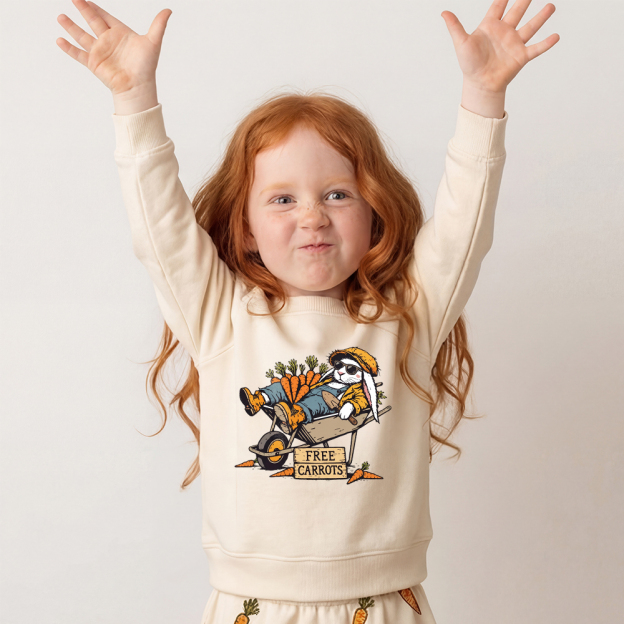 Cool Bunny Free Carrots Easter Kid's Sweatshirt
