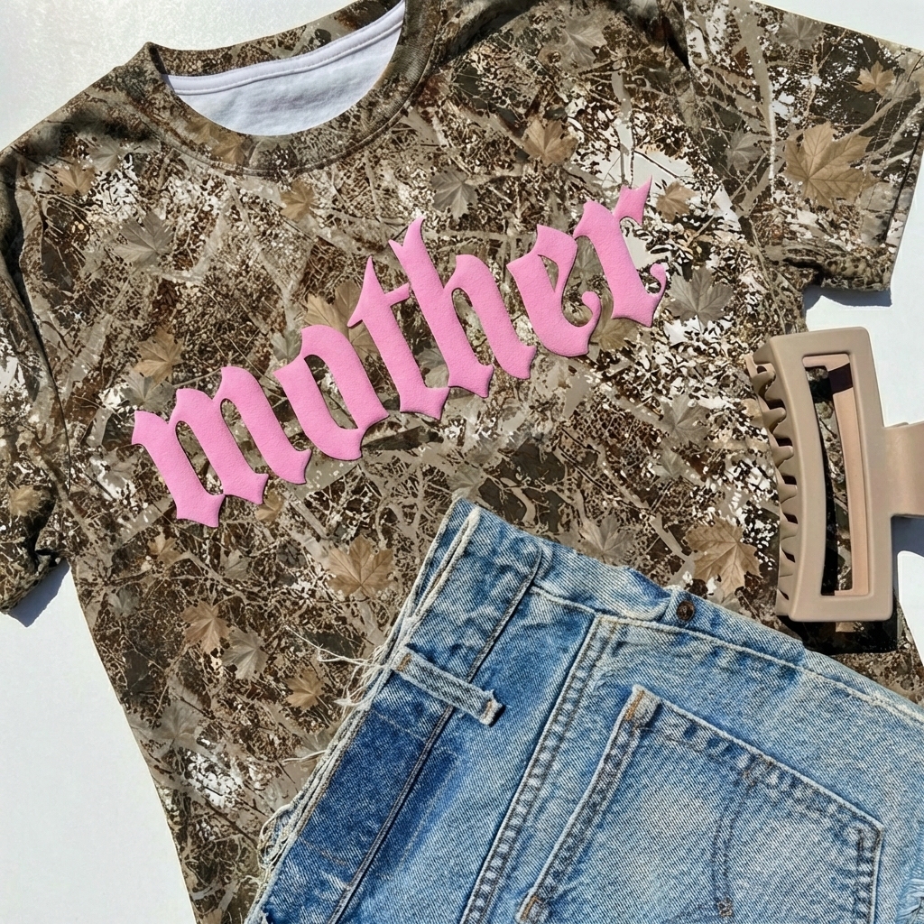 Personalized Mother Puff Vinyl Camo T-Shirt For Adult 