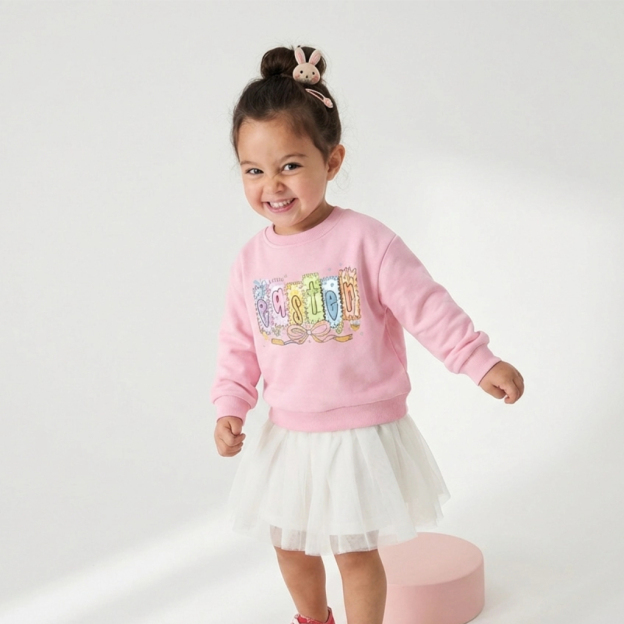 Cute Pastel Preppy Coquette Easter Kid's Sweatshirt