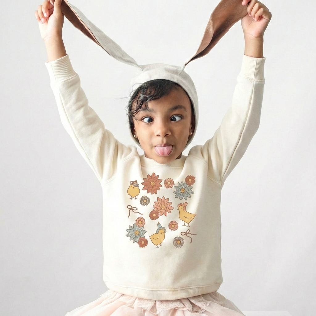 Farm Flower Chicks Kid's Sweatshirt