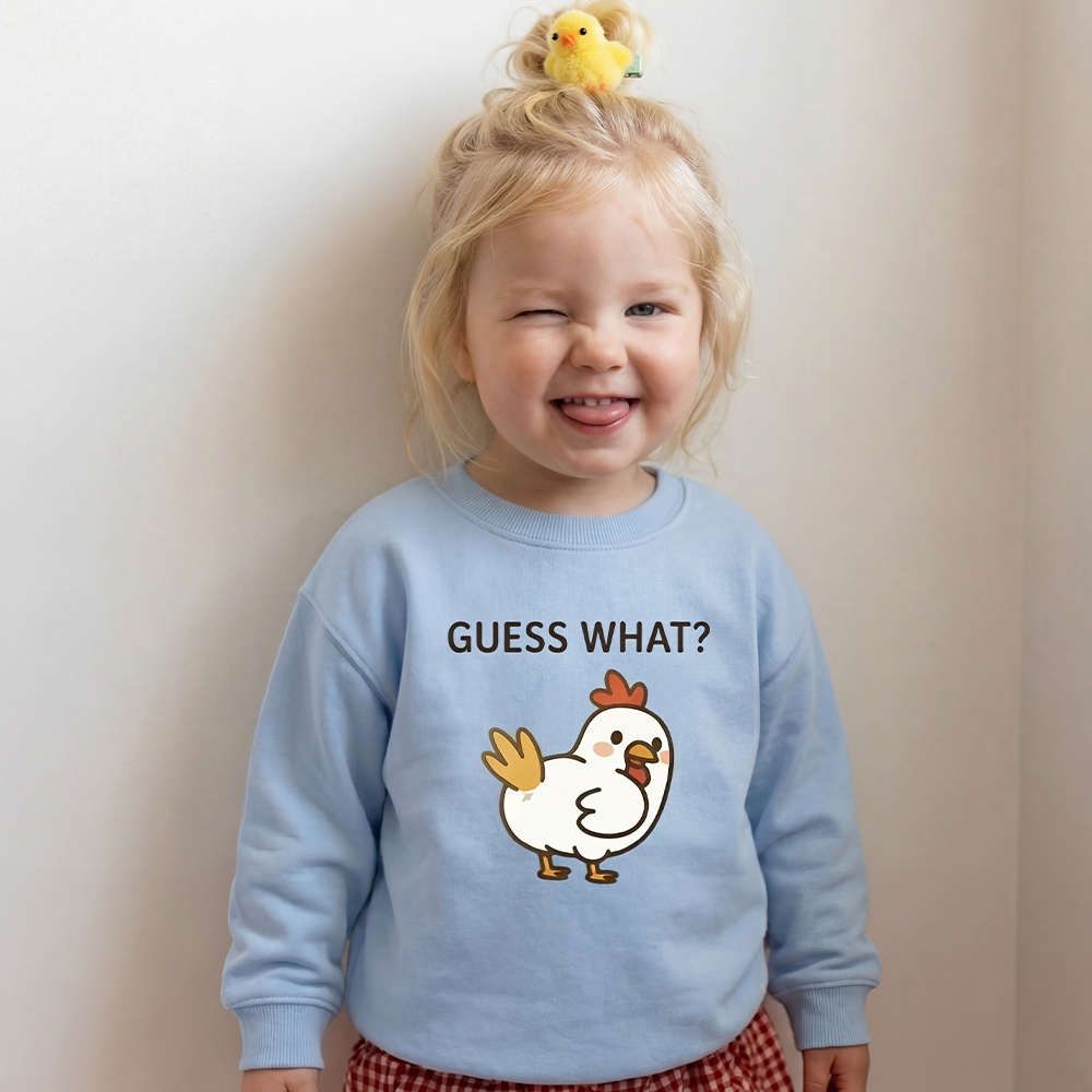 Guess What Chicken Funny Butt Joke Kid's Sweatshirt 7