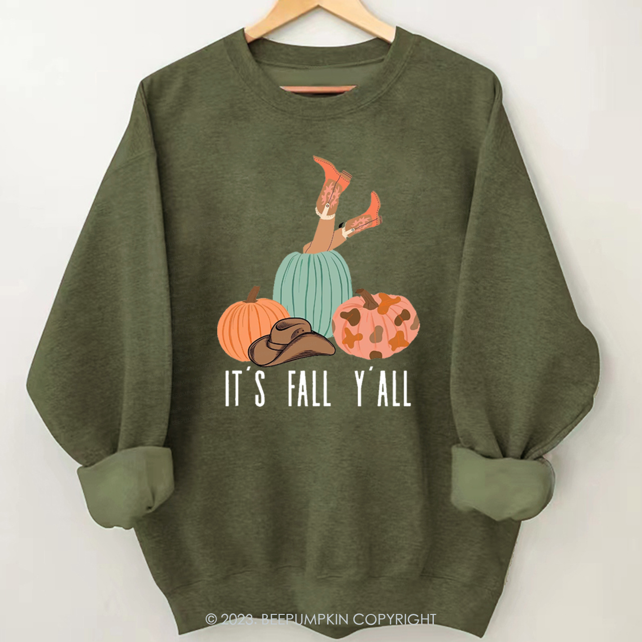 Retro It's Fall Y'all Fall Sweatshirt Beepumpkin