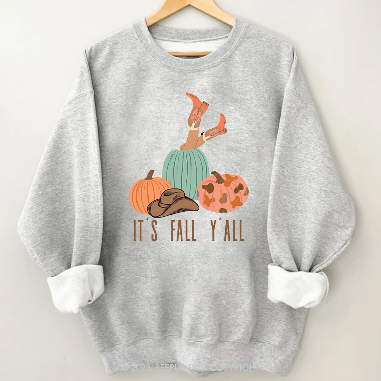 Retro It's Fall Y'all Fall Sweatshirt Beepumpkin