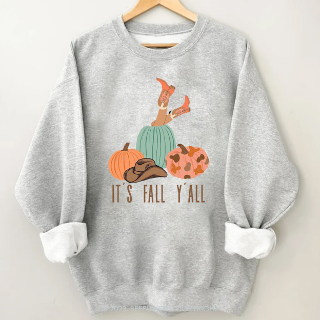Retro It's Fall Y'all Fall Sweatshirt Beepumpkin