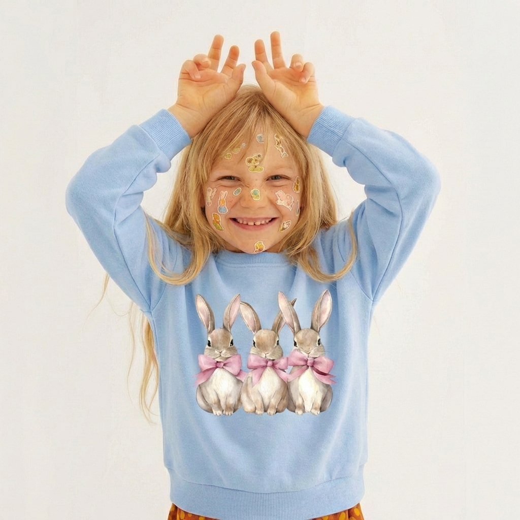 Triple Bunny Hug Easter Kid's Sweatshirt