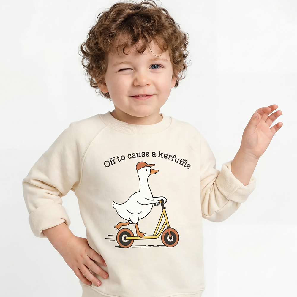 Off To Cause A Kerfuffle Silly Duck Animal Toddler&Kid's Sweatshirt