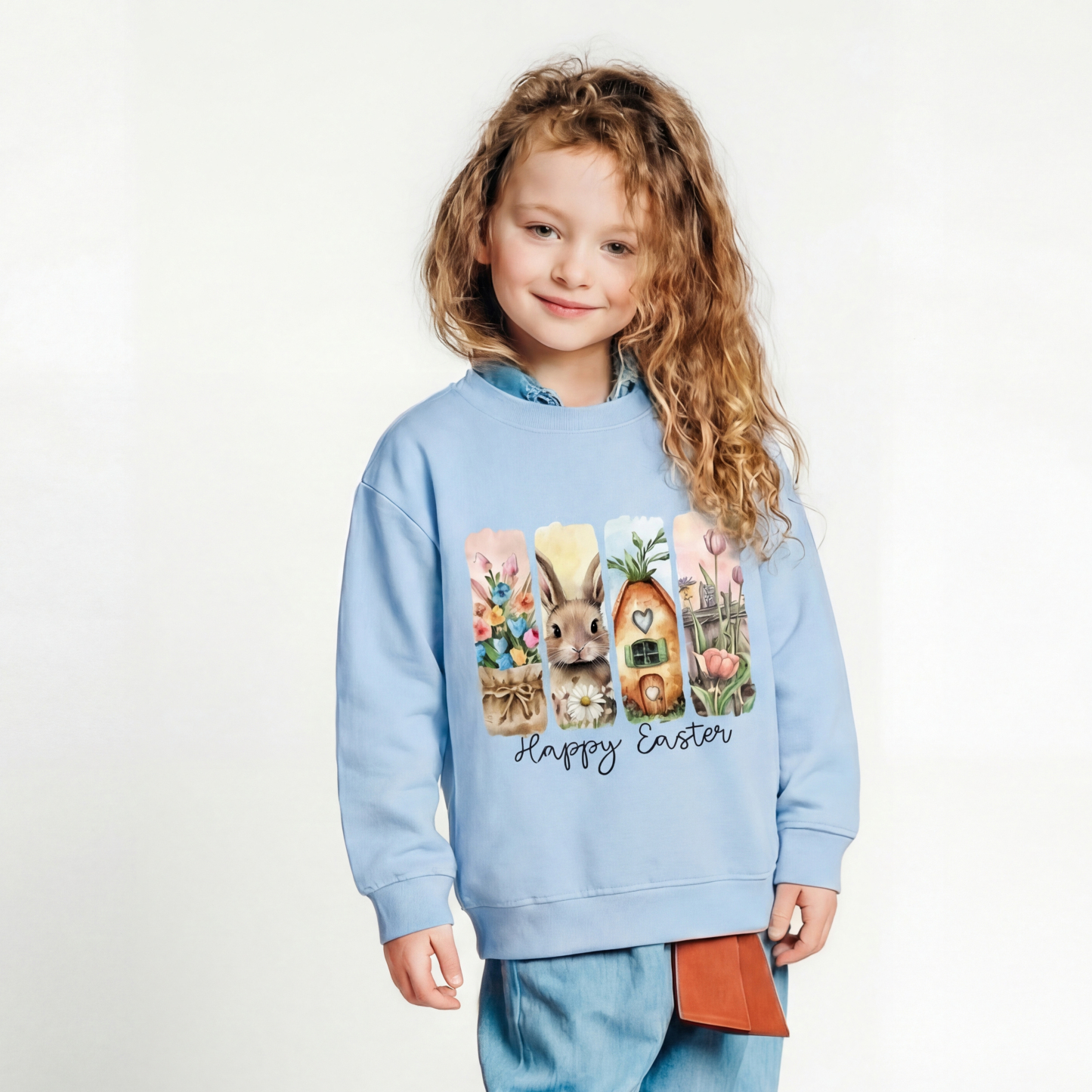 Happy Easter Floral Spring Kid's Sweatshirt