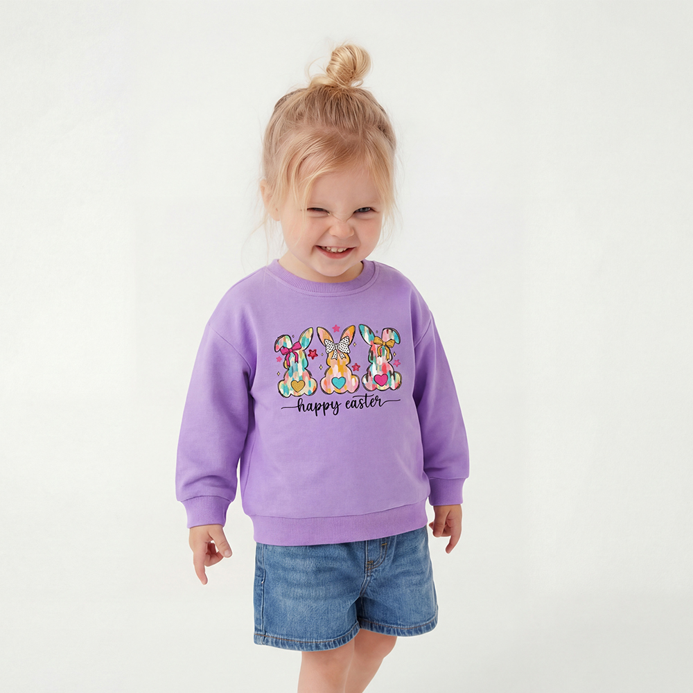 Pastel Brush Happy Bunnies Kid's Sweatshirt
