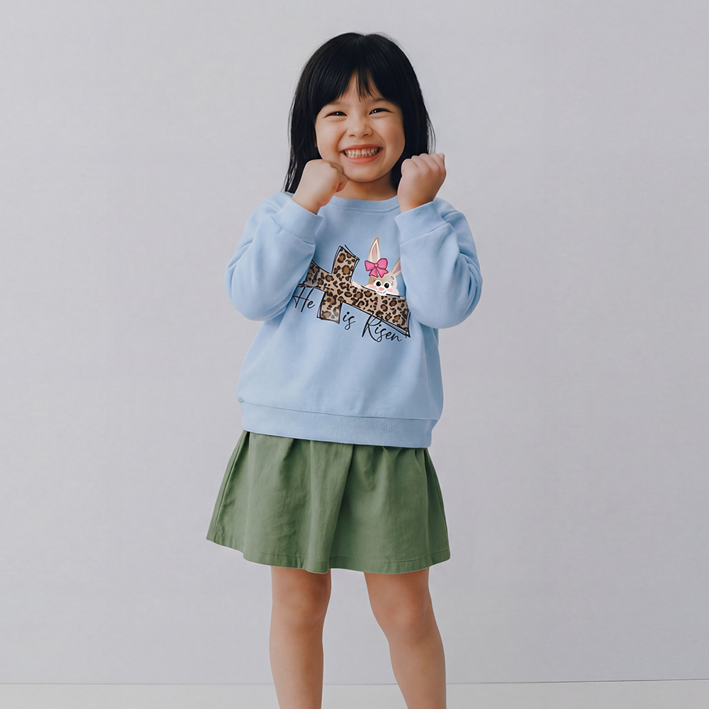 Faith Bunny & Leopard Cross Kid's Sweatshirt