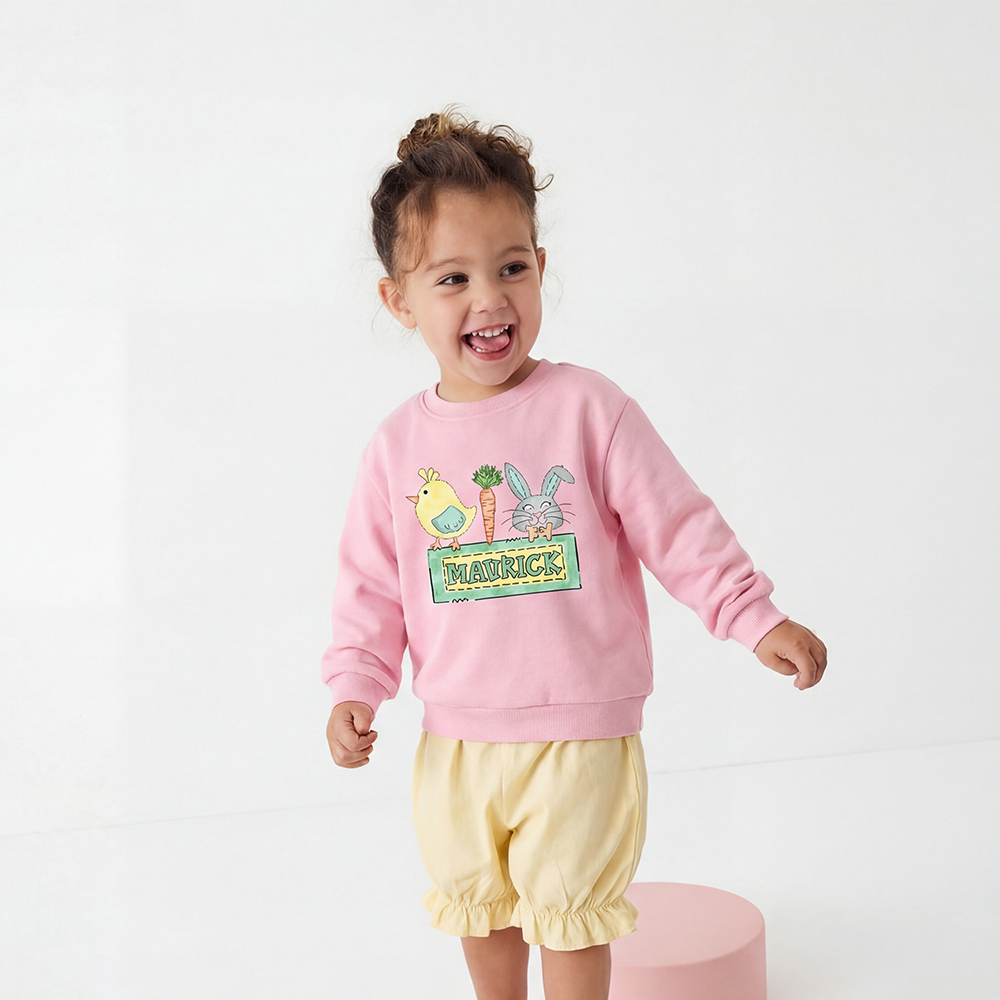 Personalized Name Easter Bunny Carrot Kid's Sweatshirt