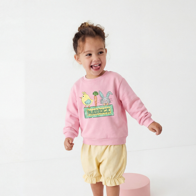 Personalized Name Easter Bunny Carrot Kid's Sweatshirt