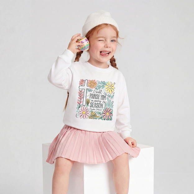 Easter I will Praise Him Kid's Sweatshirt