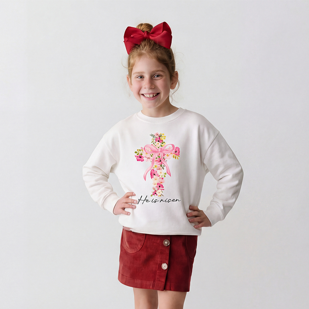 He Is Risen Easter Floral Kid's Sweatshirt
