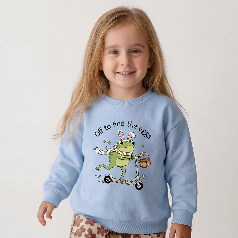 Funny Frog on Scooter Easter Egg Kid's Sweatshirt 7