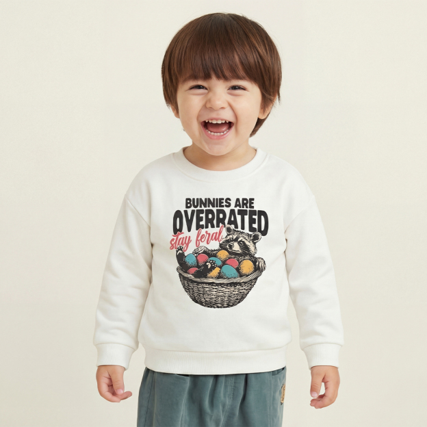 Bunnies Are Overrated Stay Feral Kid's Sweatshirt