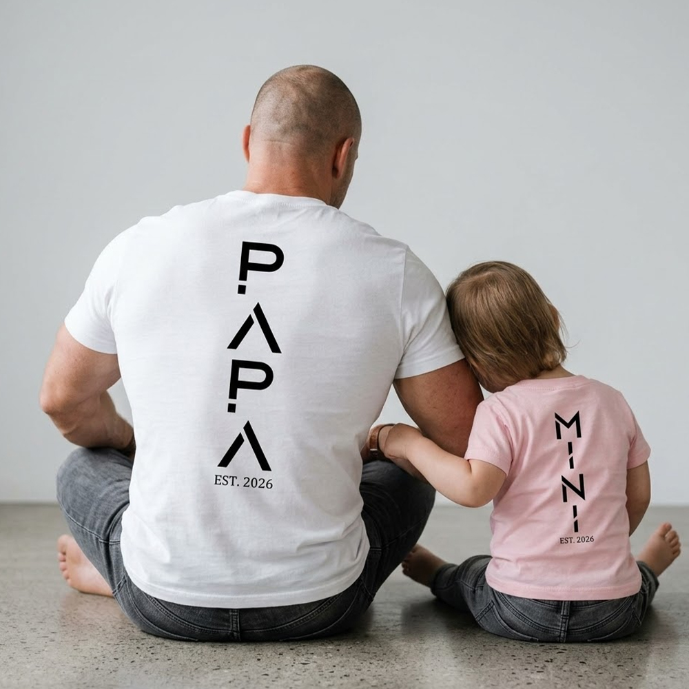 Personalized Papa Mini Dad&Me Matching Shirts-Back Design