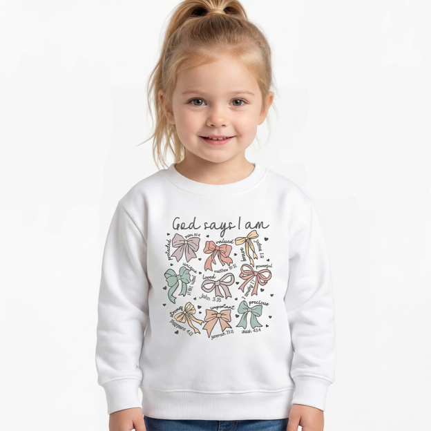 Jesus Gifts God Says I Am Girl Kid's Sweatshirt