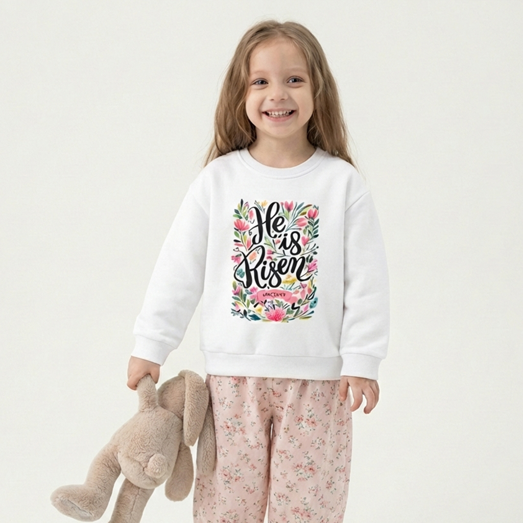 He is Risen Blooming Grace Easter Kid's Sweatshirt