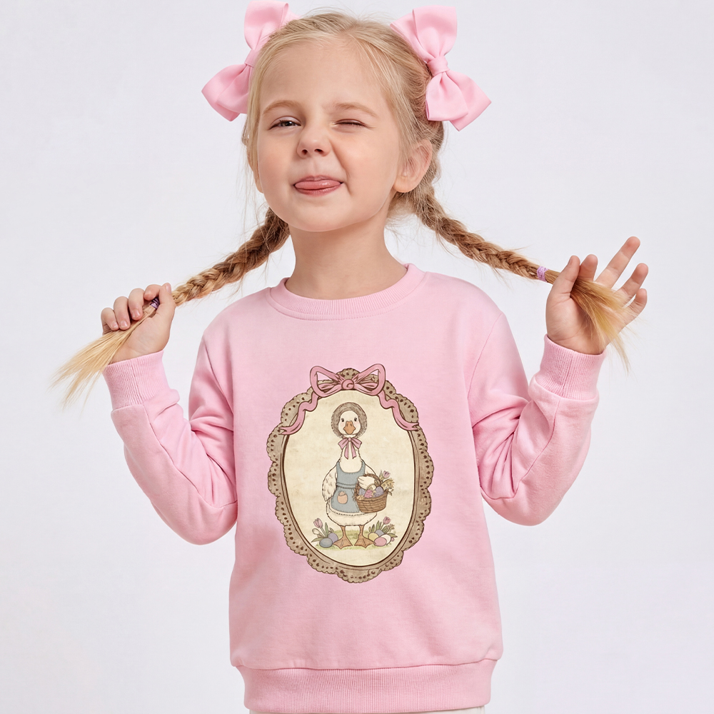 Floral Coquette Spring Easter Goose Kid's Sweatshirt