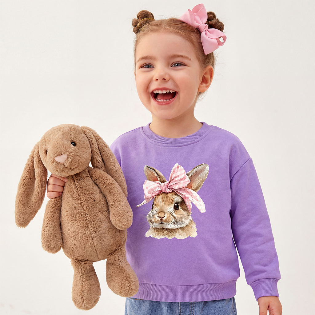 Cute Bunny with Bow Easter Kid's Sweatshirt